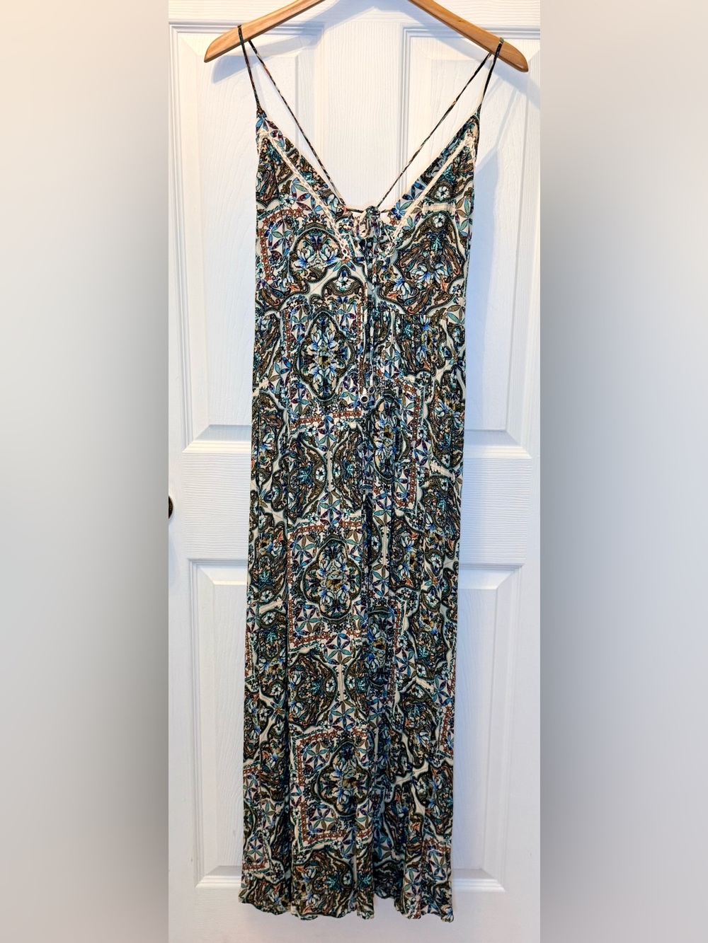 Tigerlily Monarch Teja Maxi Multi Teal Blue Dress - Size XL AUS / 12